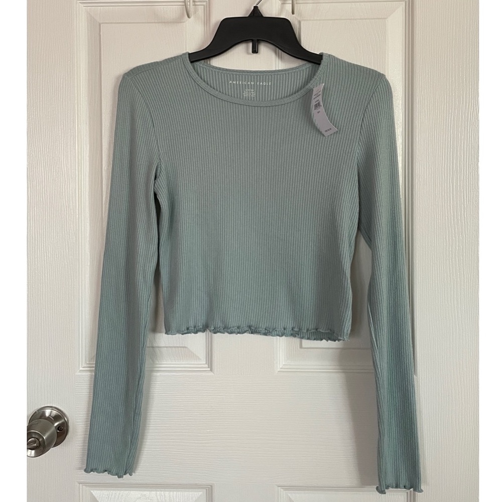 American Eagle Cropped Waffle-Edge Top